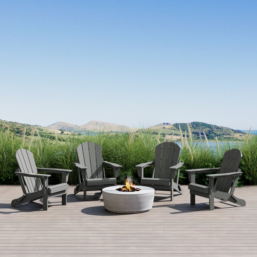 Elland HDPE Folding Adirondack Chair (Set of 4)